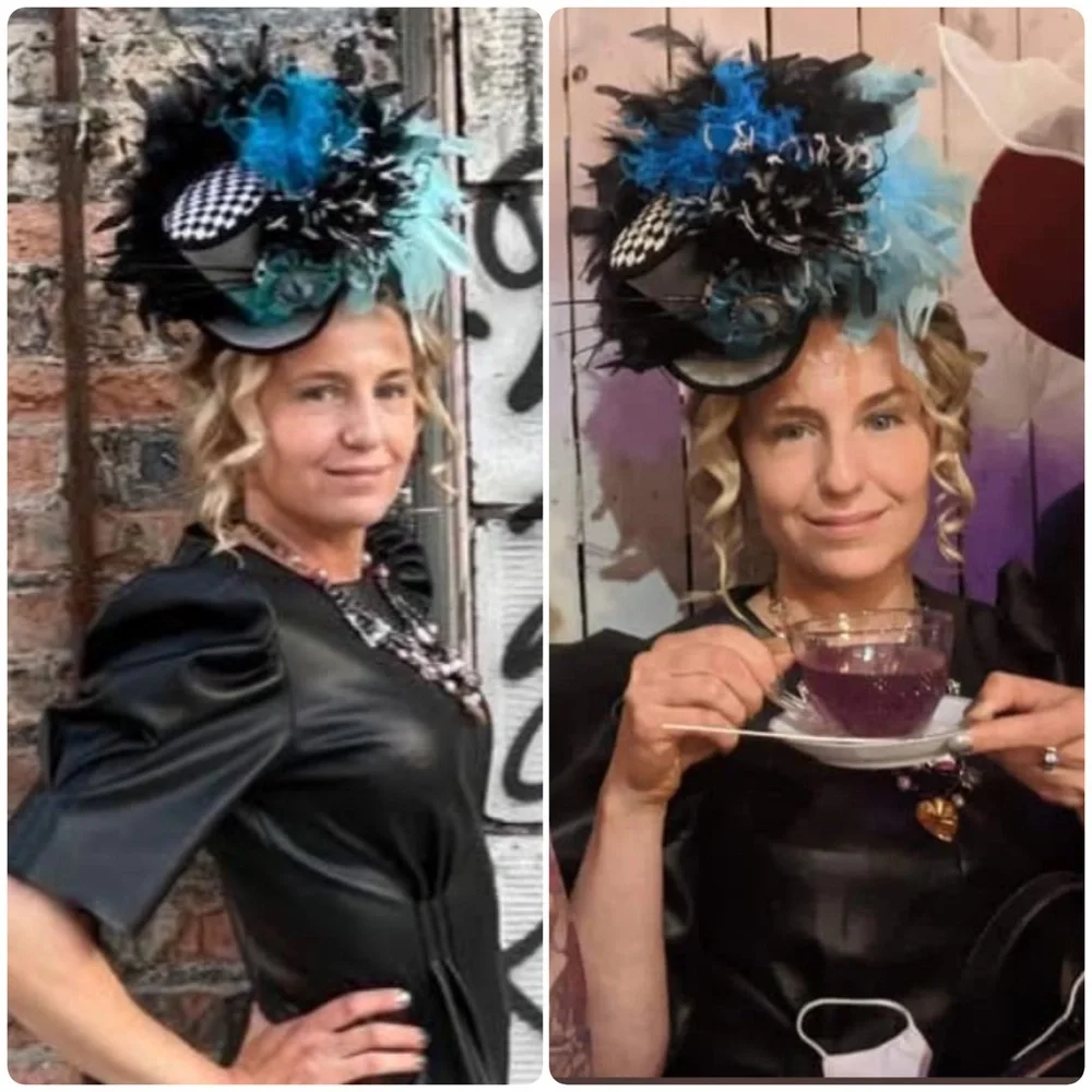 Custom Made Bumble Bee Kentucky Derby Fascinator Hat, Yellow Black Mini Top Hat - Picture 13 of 13